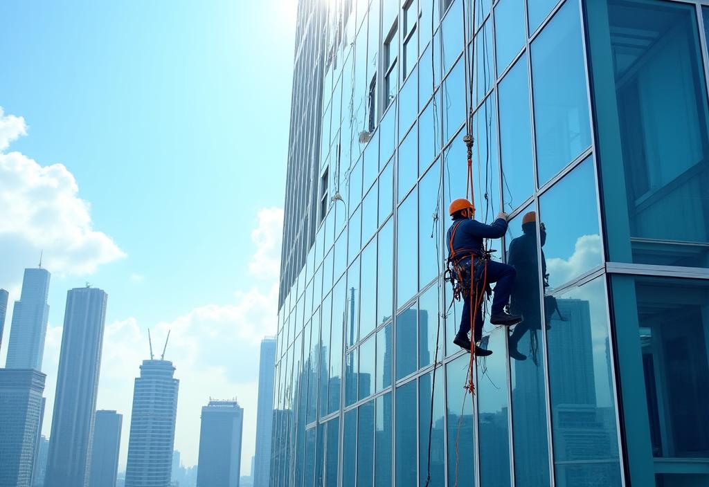High-rise building facade cleaning in Singapore